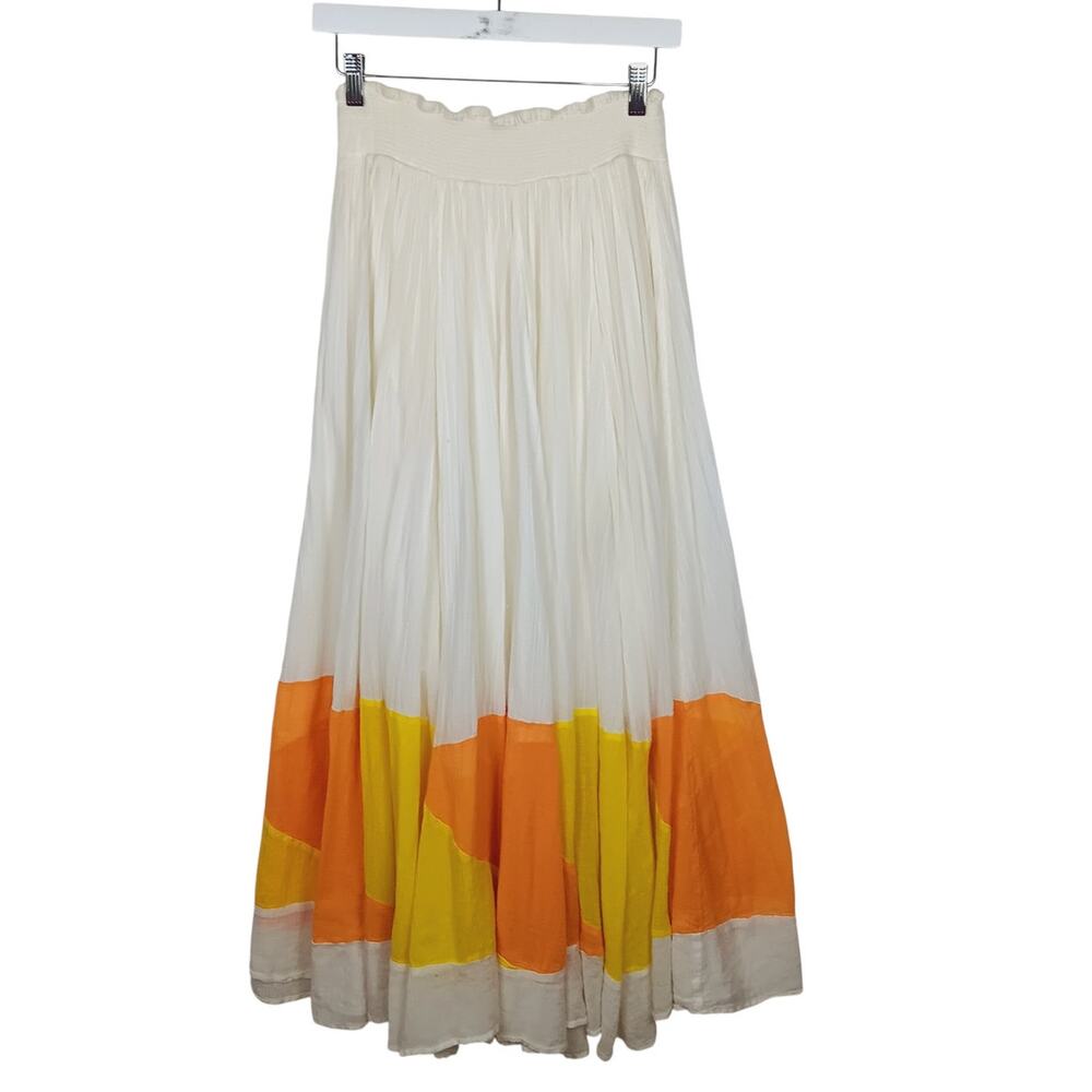 FREE PEOPLE "Take Me Away" Maxi Skirt *RARE* White Yellow Orange - XS - Picture 4 of 9